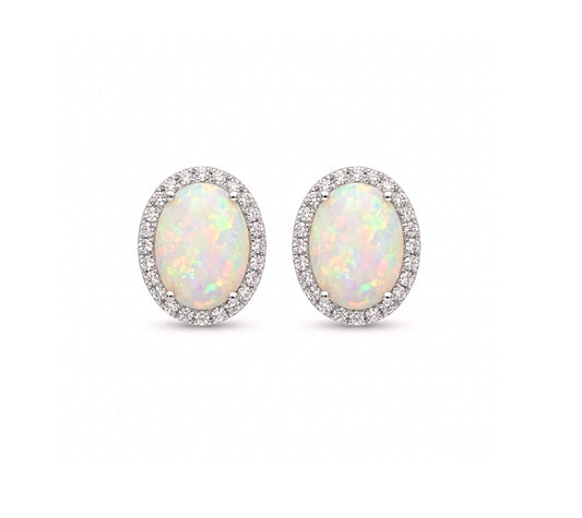 Sterling Silver Oval cut Opal Earrings