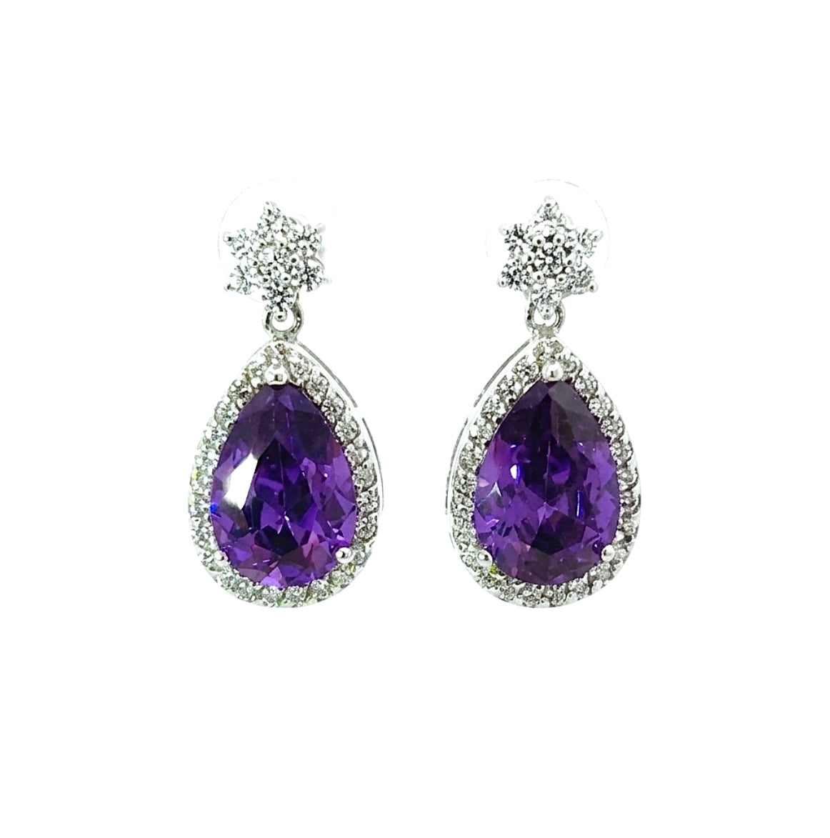 Sterling Silver Amethyst Teardrop Earrings