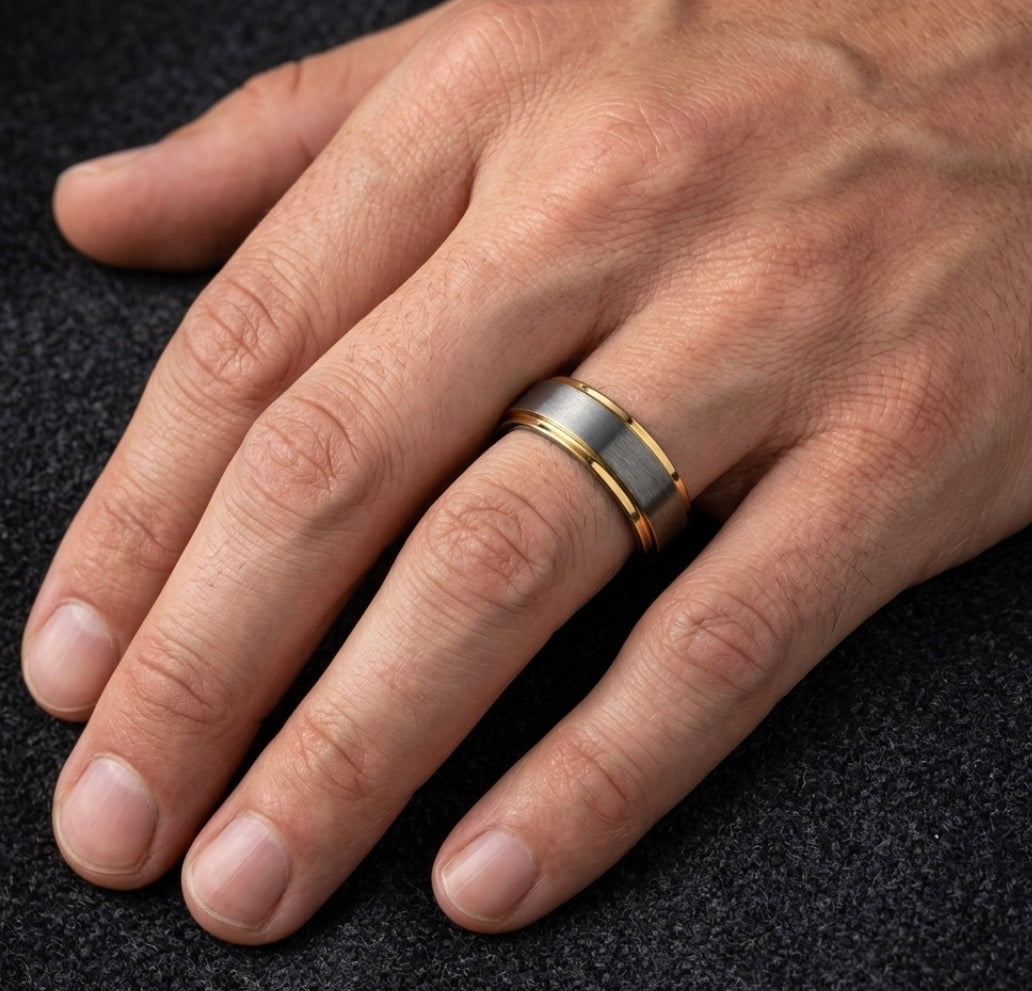Tungsten Brushed Gold Wedding Band