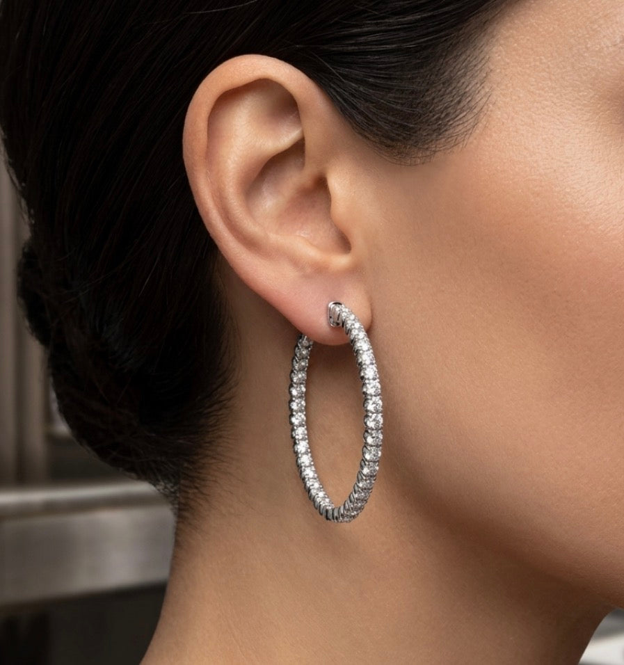 Inside-Out Round Shape 1 1/2-inch Hoop Earrings