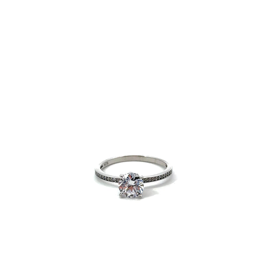 Sterling Silver Radiant Cut Engagement Ring