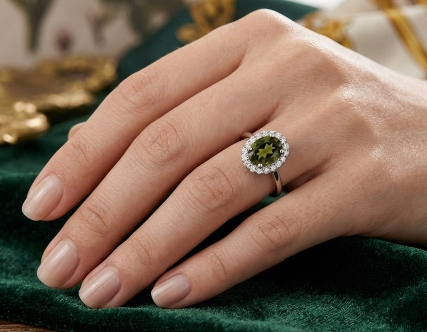 Sterling Silver Oval-cut stone Ring