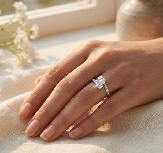 Sterling Silver Teardrop-cut Cuff Ring