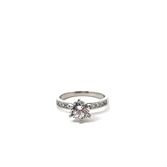 Sterling Silver Brilliant Cut Engagement Ring
