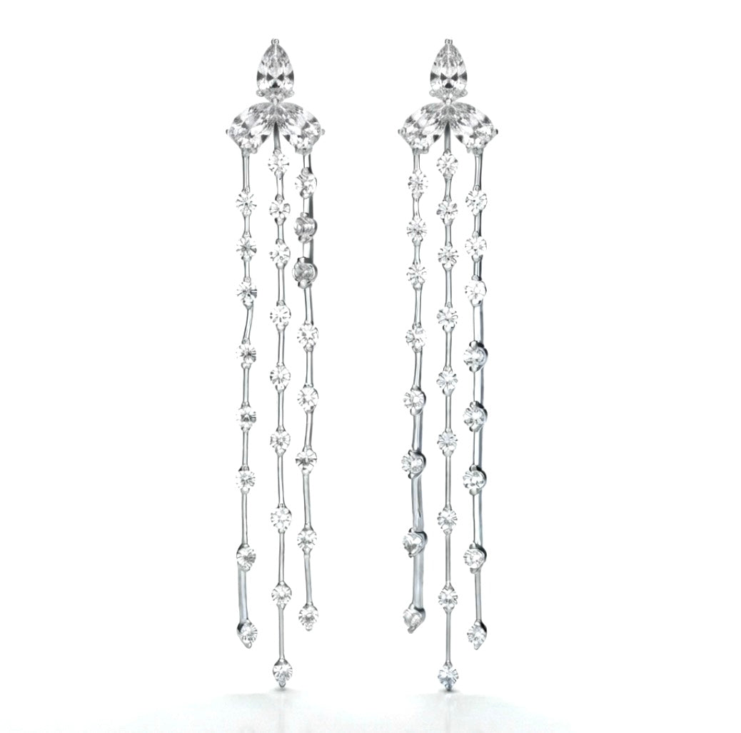 Sterling Silver Cubic Zirconia Chandelier Earrings