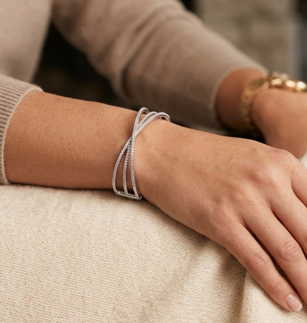 Sterling Silver Bypass Bangle brace