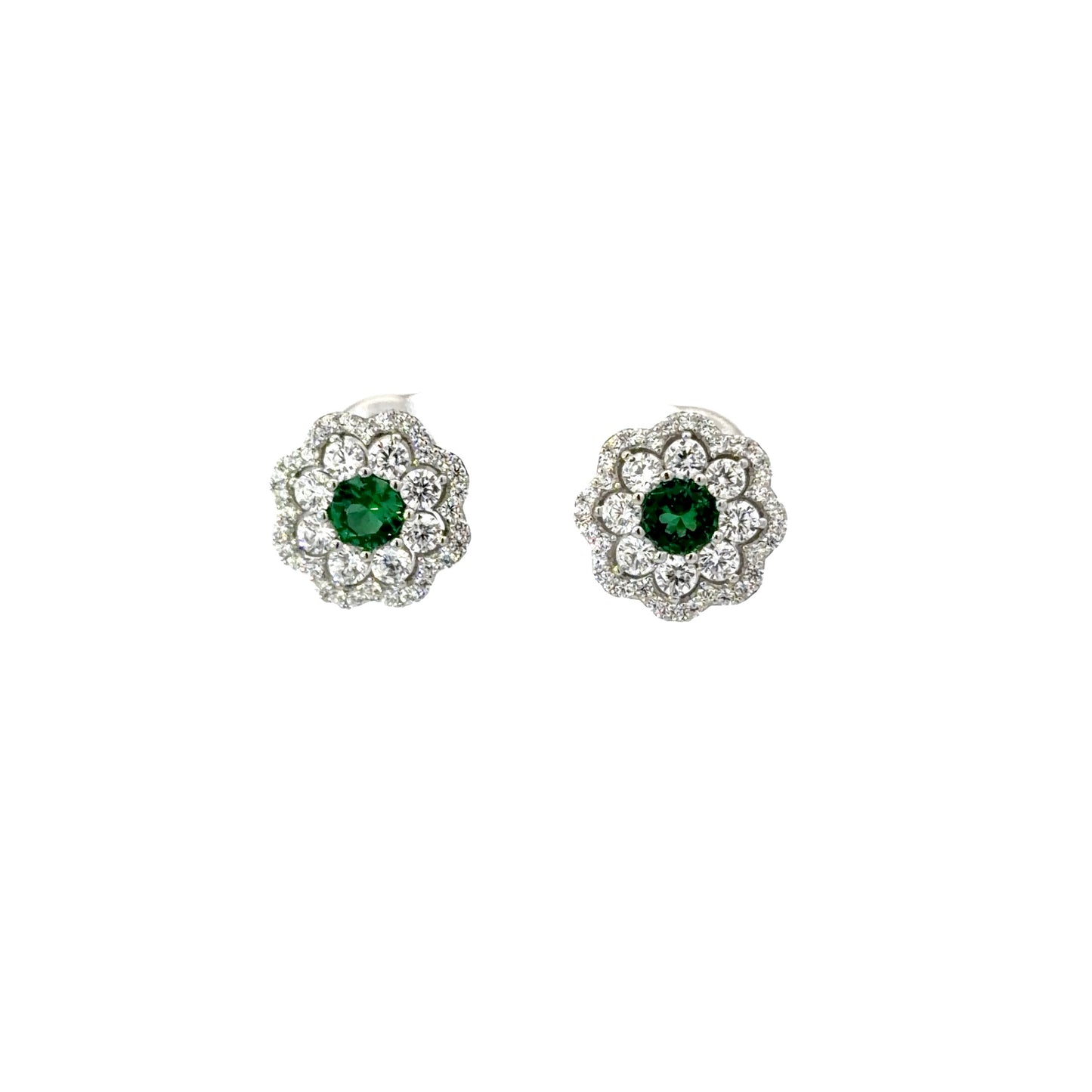 Stud Floral Design Cubic Zirconia Earrings