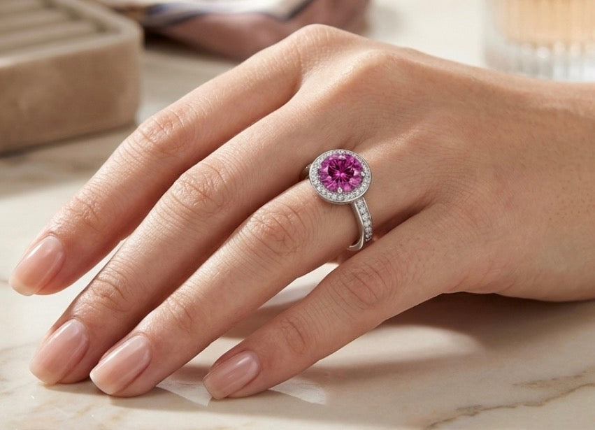 Sterling Silver Pink Cubic Zirconia Ring