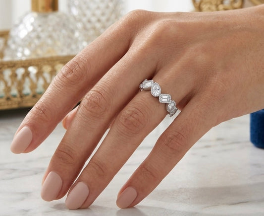 Sterling Silver Multi-cut Ladies Band