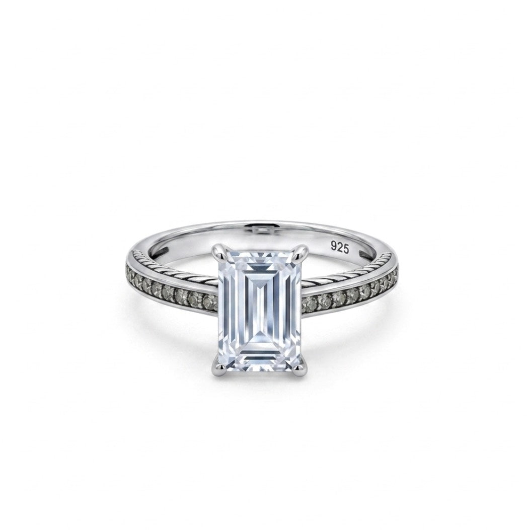 Sterling Silver Emerald-cut Ring