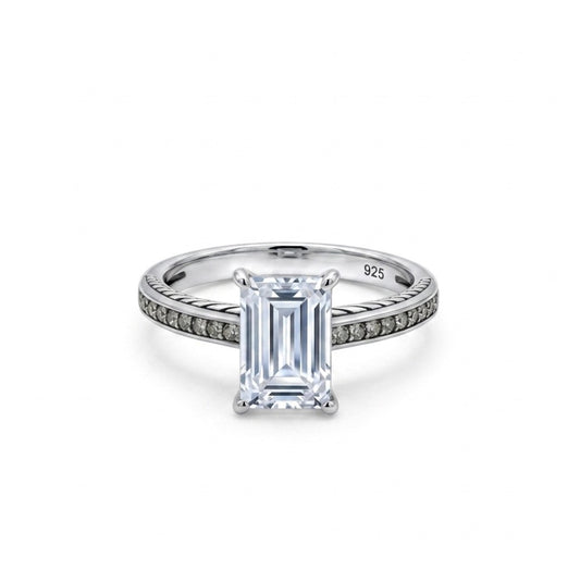 Sterling Silver Emerald-cut Ring