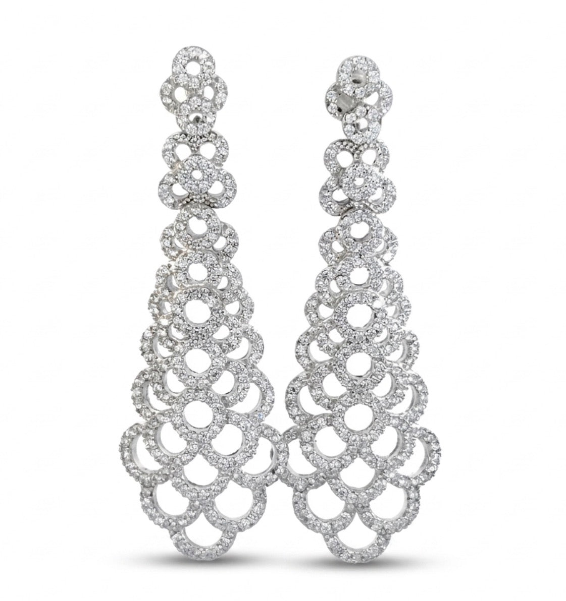 Sterling Silver Elegant Chandelier Cubic Zirconia Earrings