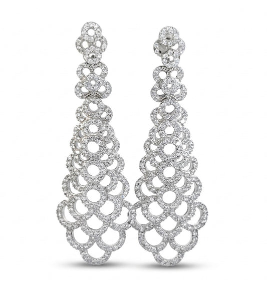 Sterling Silver Elegant Chandelier Cubic Zirconia Earrings