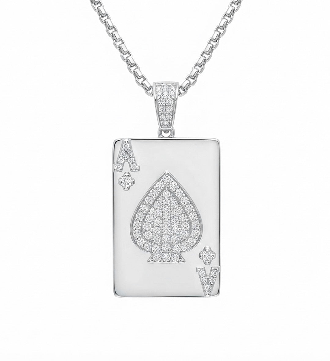 Sterling Silver Ace of Spades Card Pendant