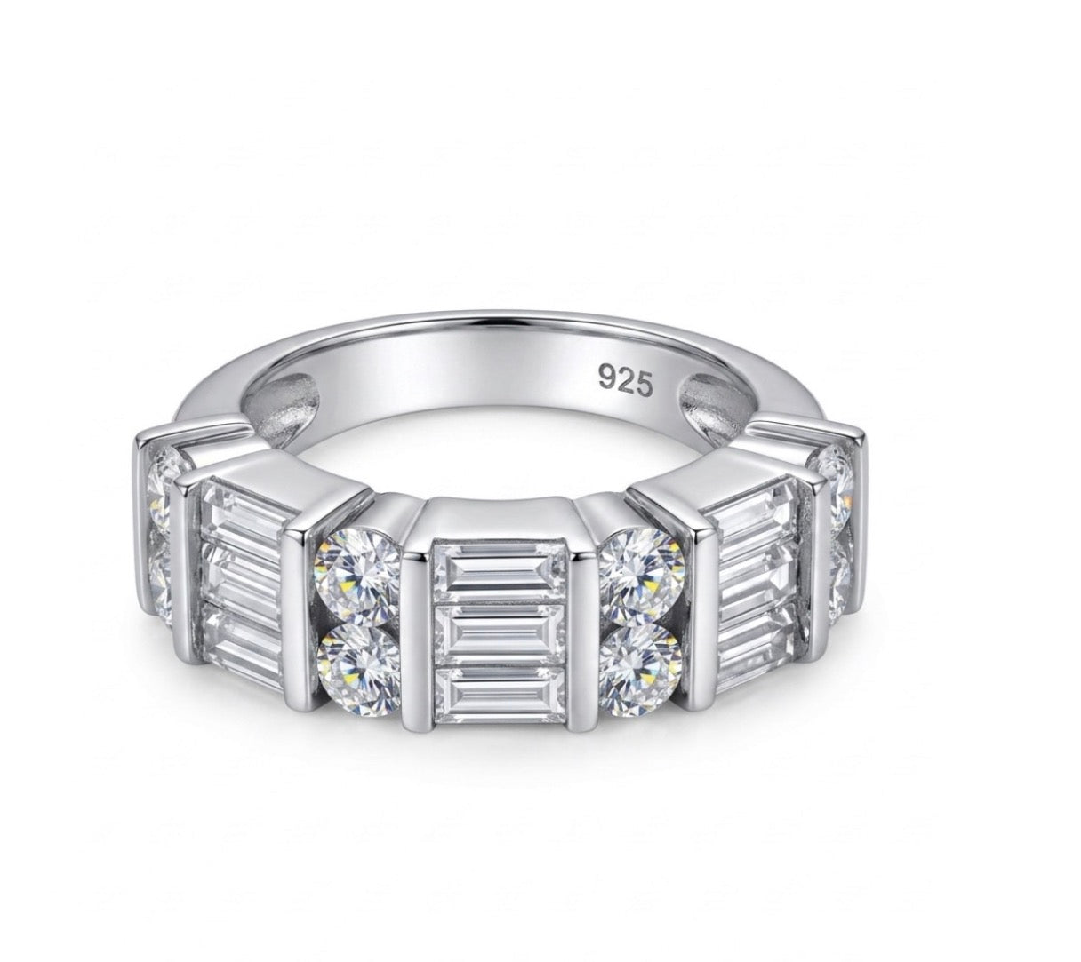 Sterling Silver Multi-cut stone Ladies Band