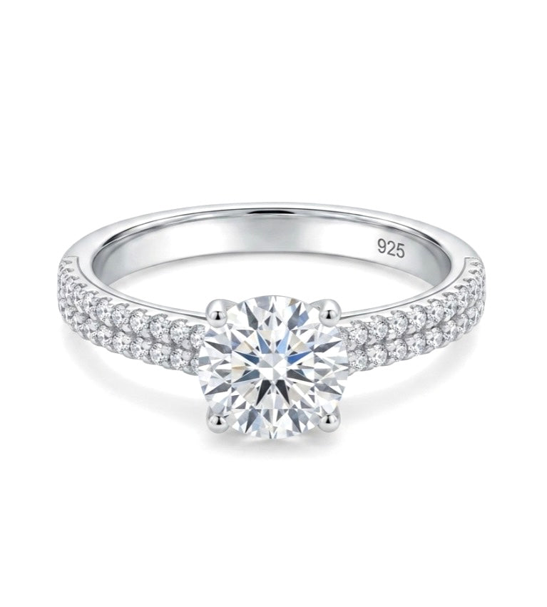 Sterling Silver  brilliant cut Pave Ring
