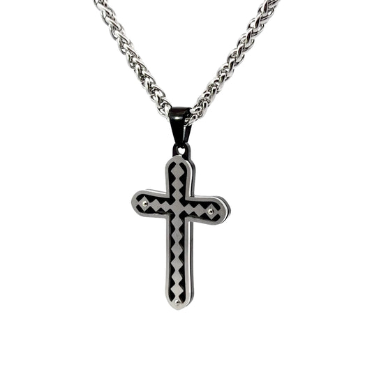 Stainless Steel Two-Tone Layered Cross Pendant