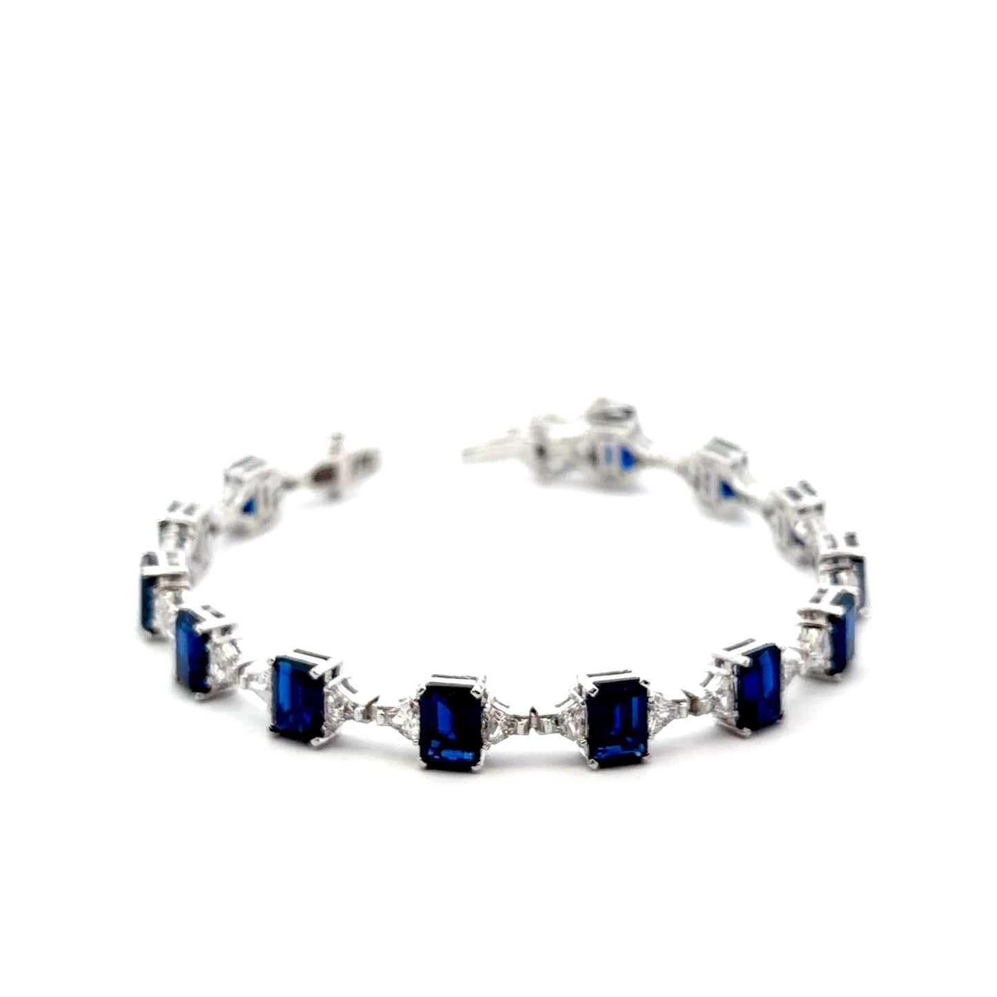 Sterling Silver Emerald Cut Tennis Bracelet