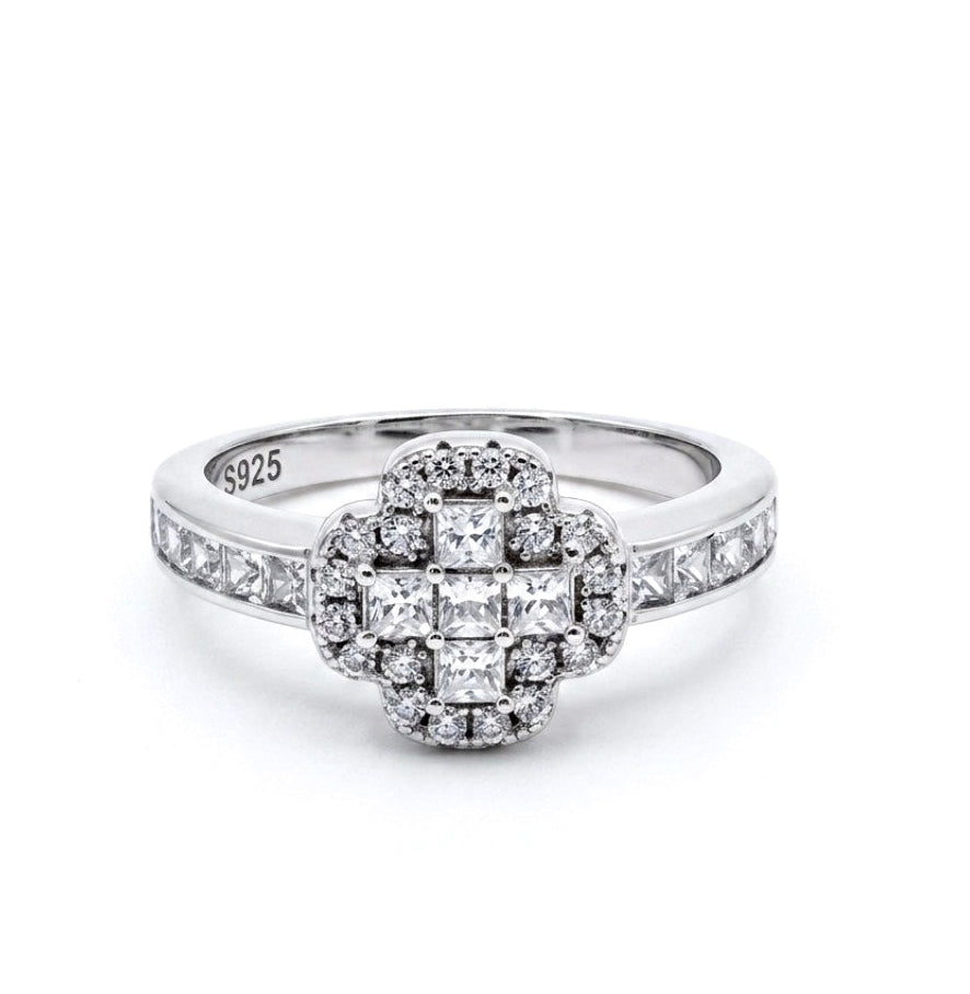 Sterling Silver Cubic Zirconia Cross Design Ring