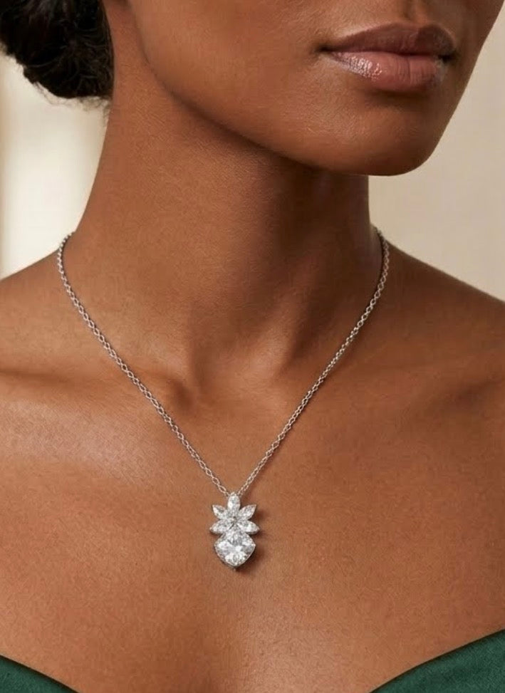Floral Design Cubic Zirconia Necklace
