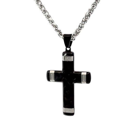 Stainless Steel Industrial Black Cross Pendant