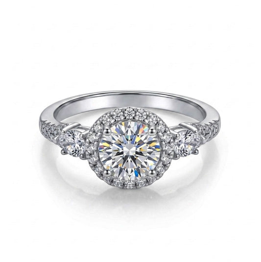 Sterling Silver Round Halo Ring