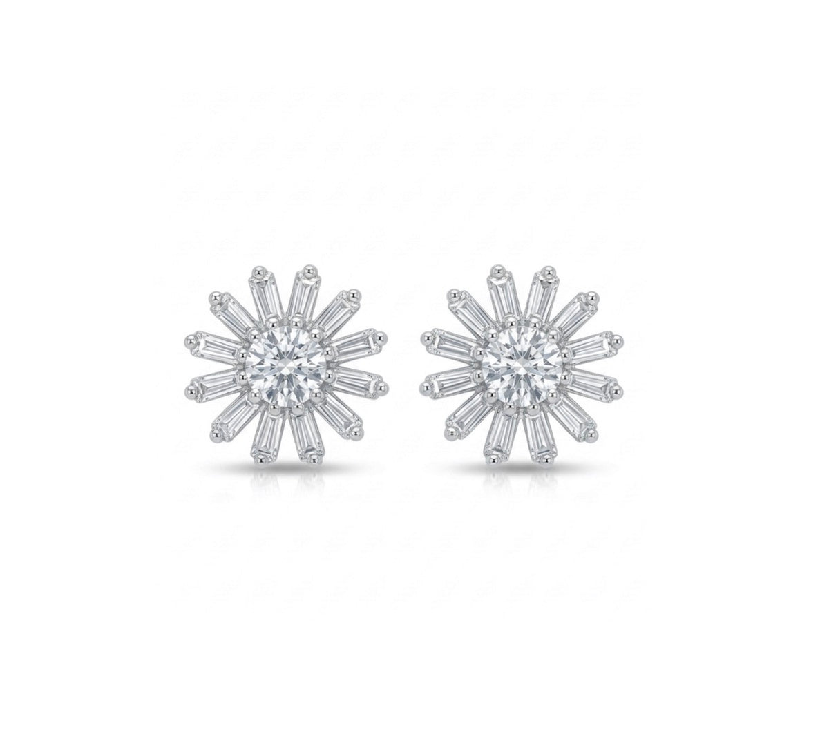 Sterling Silver Cubic Zirconia Starburst Earrings