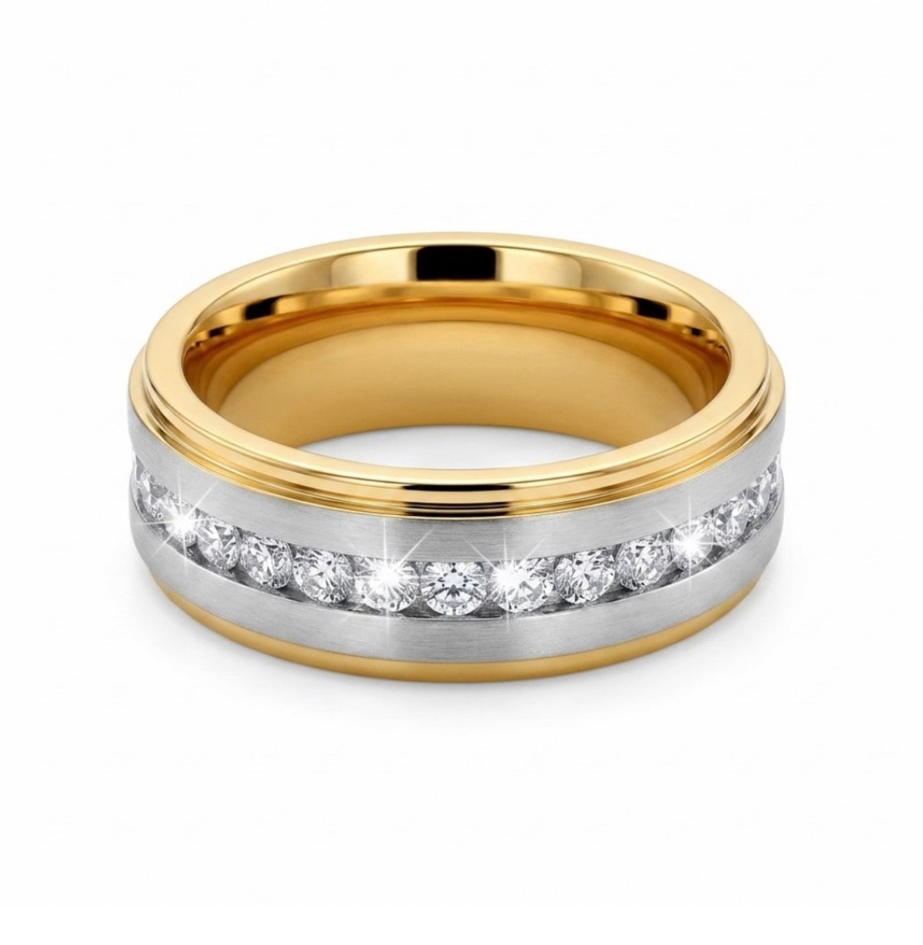 Gold Plated Cubic Zirconia Men’s Wedding Band