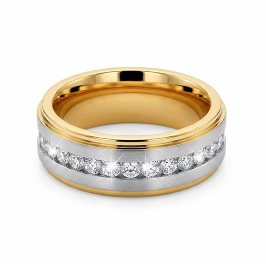 Gold Plated Cubic Zirconia Men’s Wedding Band