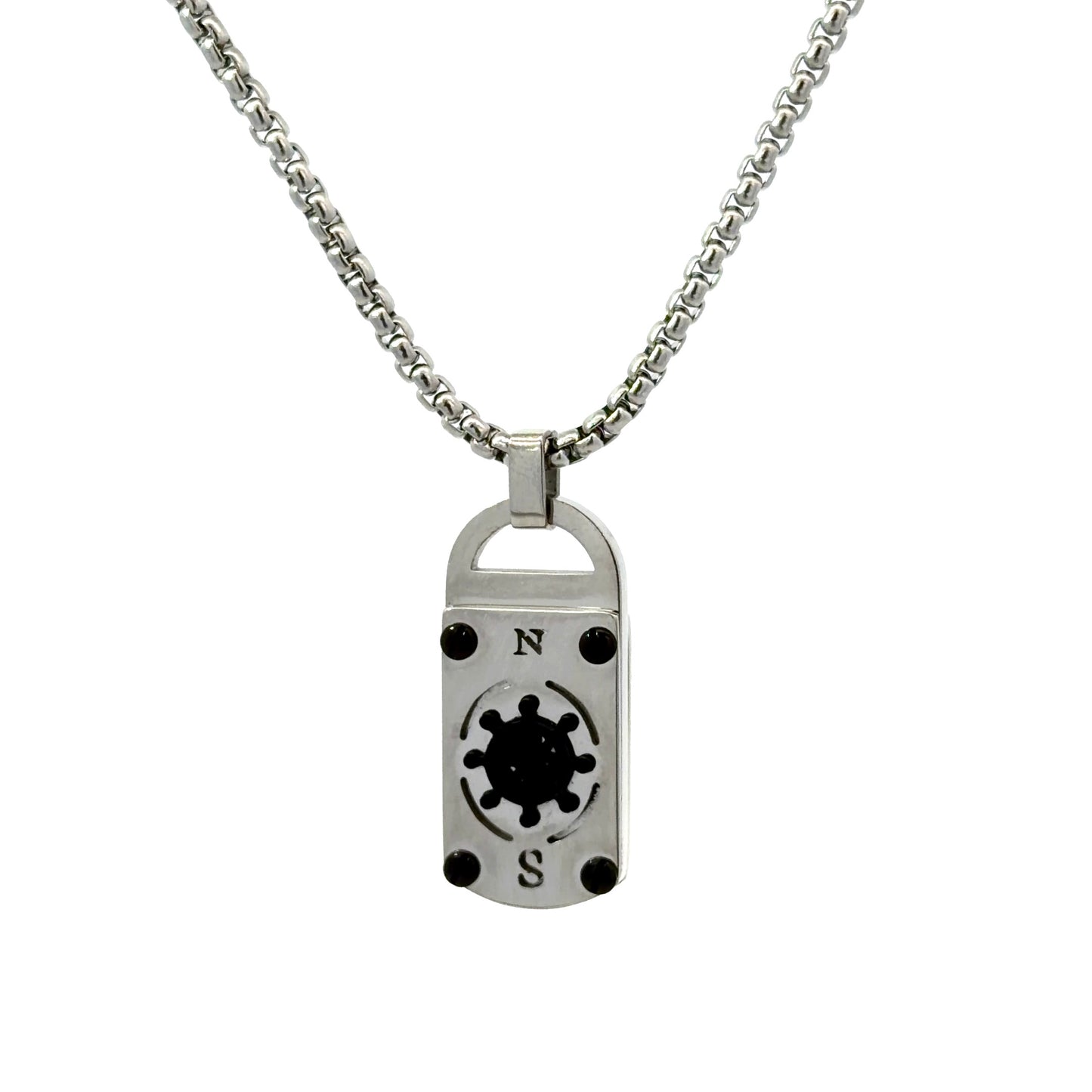 Stainless Steel Compass Style Pendant