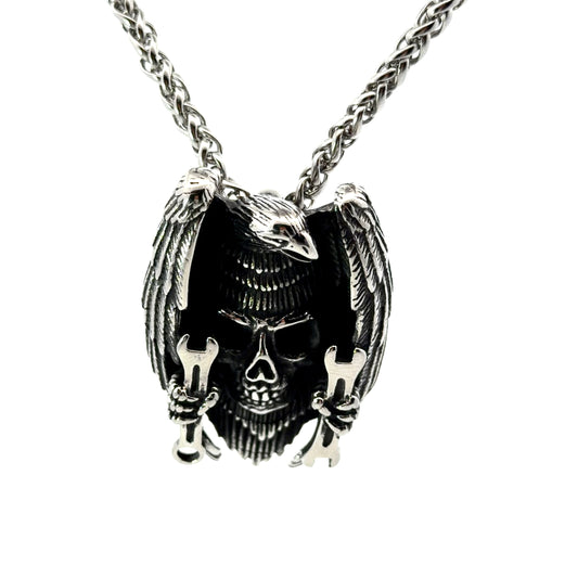 Stainless Steel Eagle & Skull Pendant