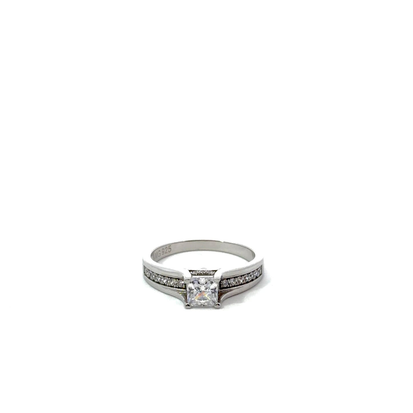 Sterling Silver Cathedral Style Engagement Ring