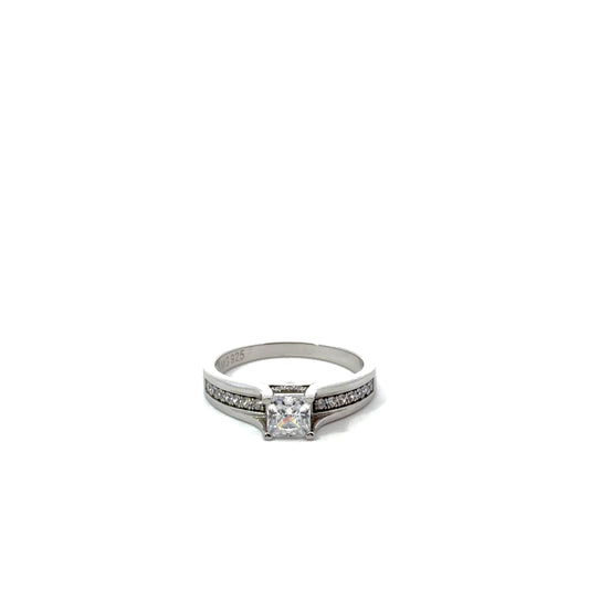 Sterling Silver Cathedral Style Engagement Ring