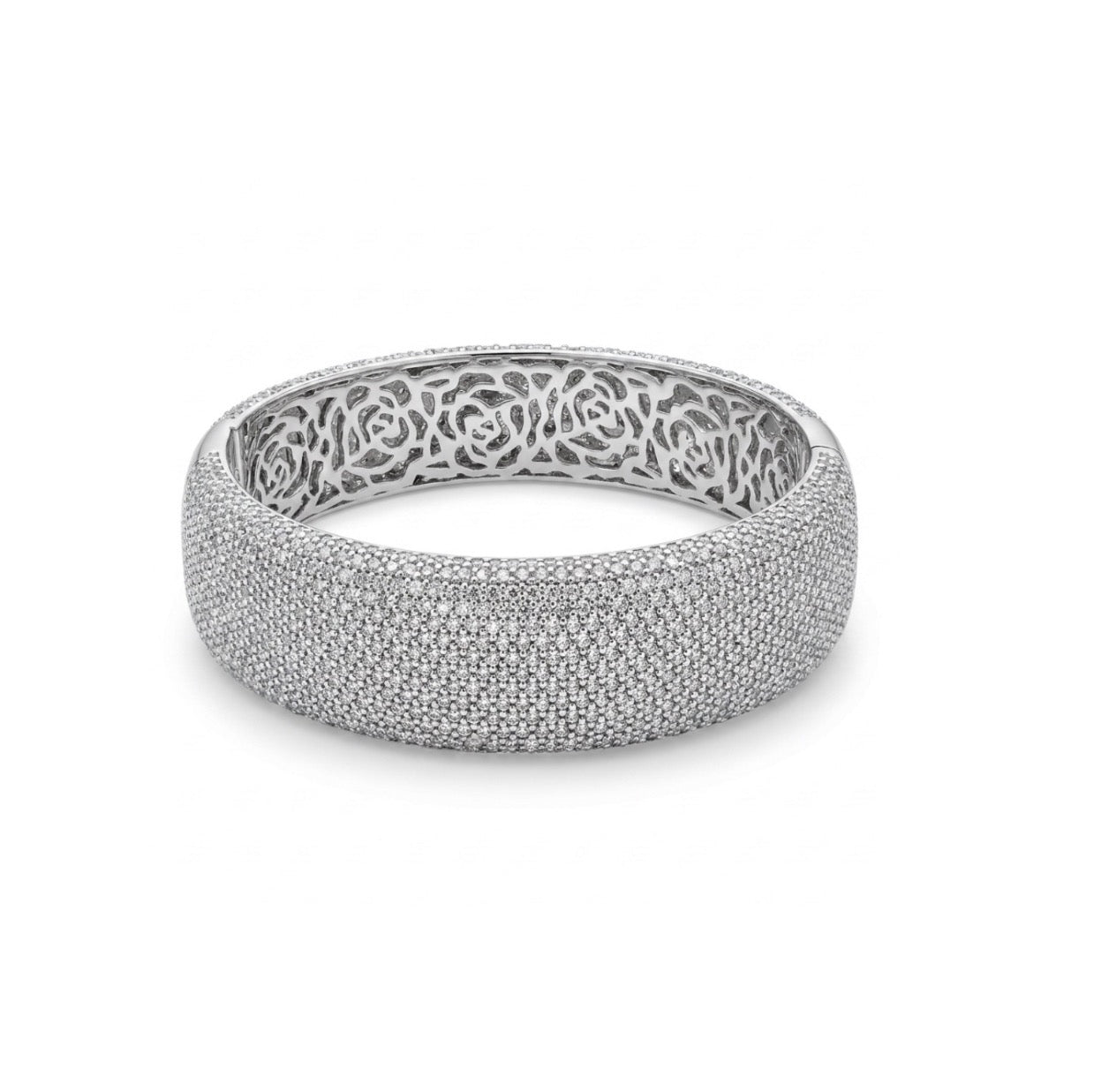 Sterling Silver Radiant Cubic Zirconia Bangle Bracelet