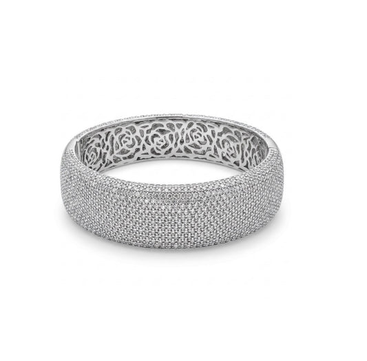Sterling Silver Radiant Cubic Zirconia Bangle Bracelet