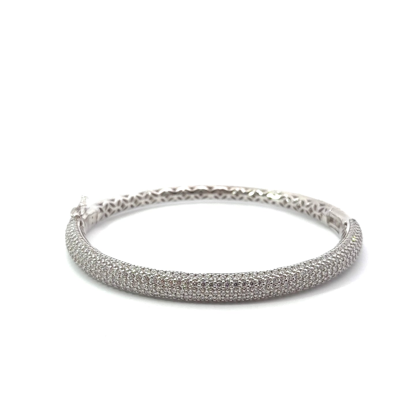 Sterling Silver Pavé Cubic Zirconia Bangle Bracelet