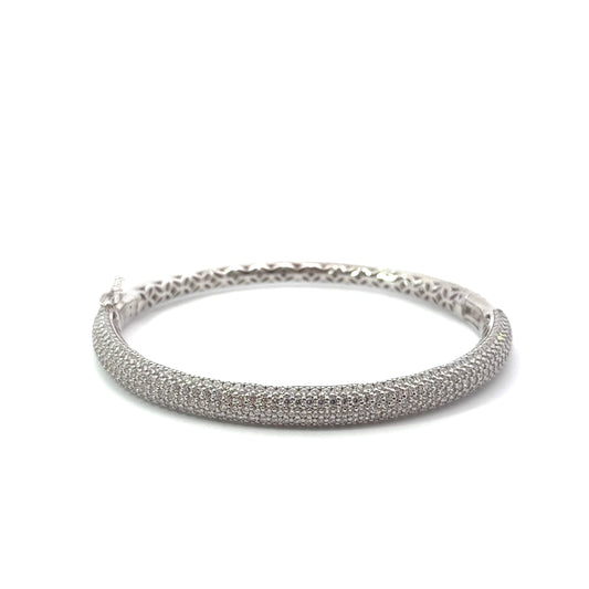 Sterling Silver Pavé Cubic Zirconia Bangle Bracelet