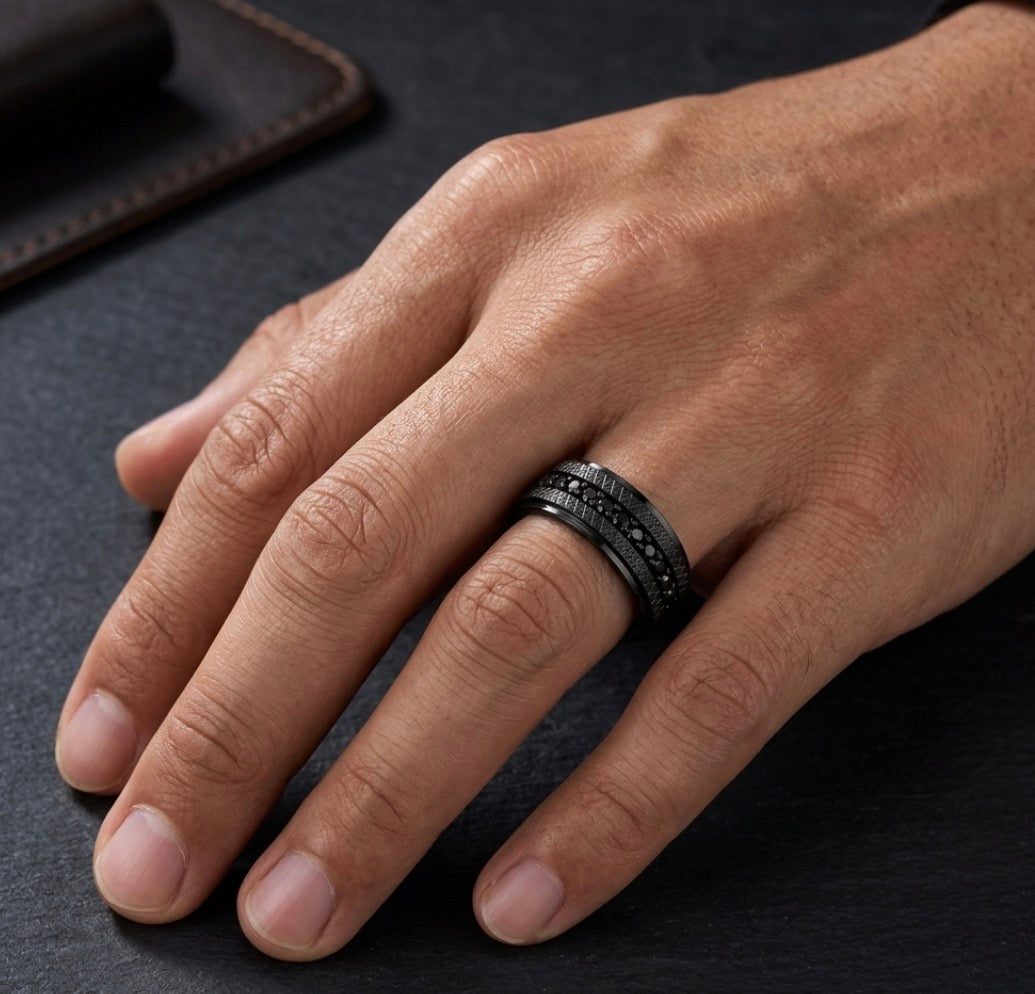 Men's Black Eternity Wedding Band