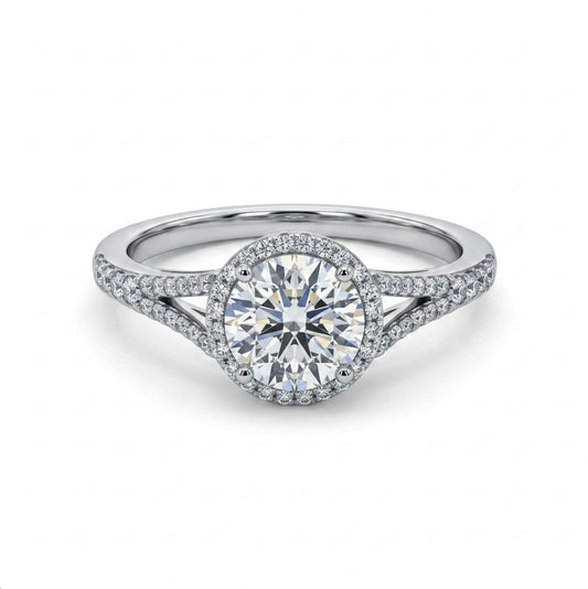 Sterling Silver Brilliant-cut with Halo Ring