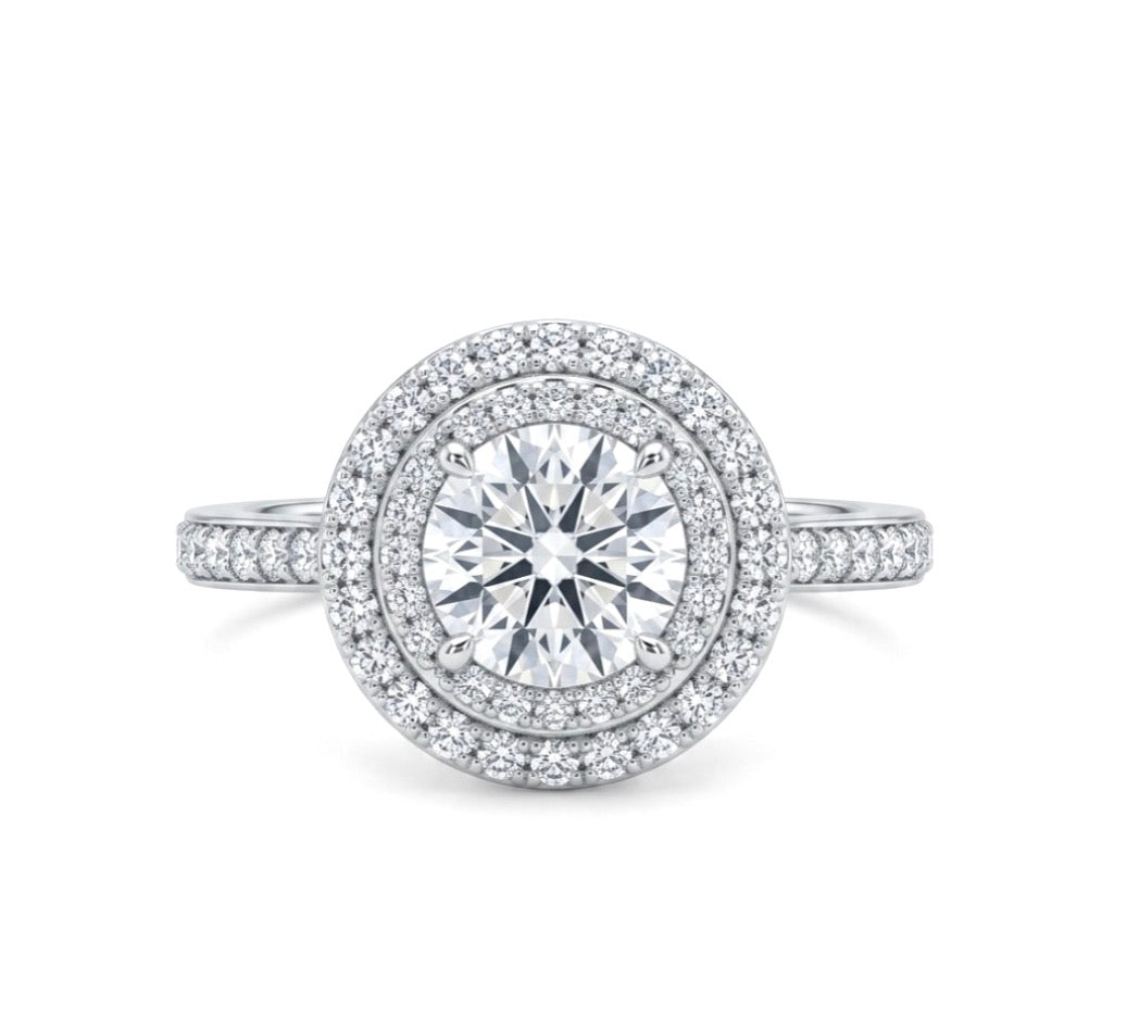 Sterling Silver Double Halo Ring