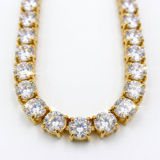 Men’s Stainless Steel Cubic Zirconia Gold Tennis Necklace