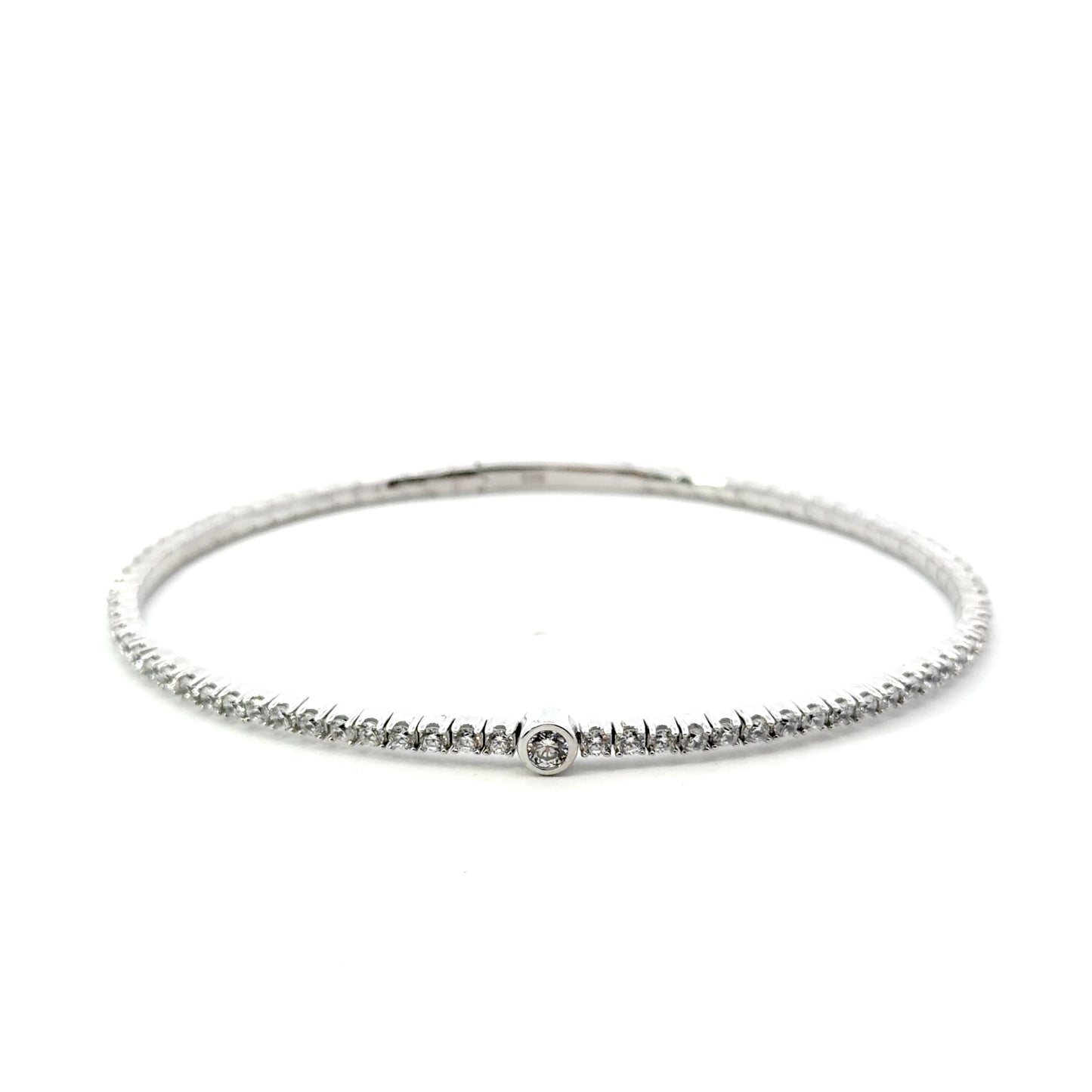 Elegant Sterling Silver Sapphire Bangle Bracelet