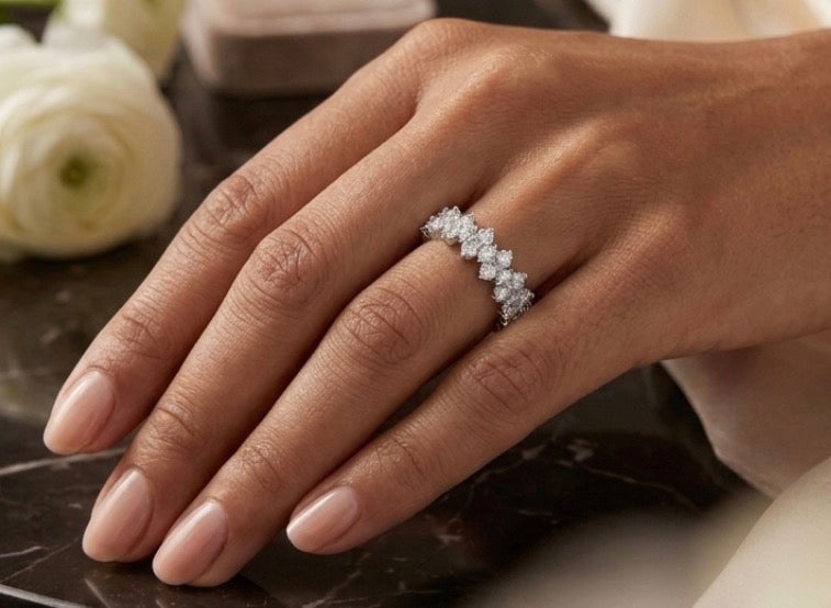 Sterling Silver Brilliant-cut Stone Ladies Band