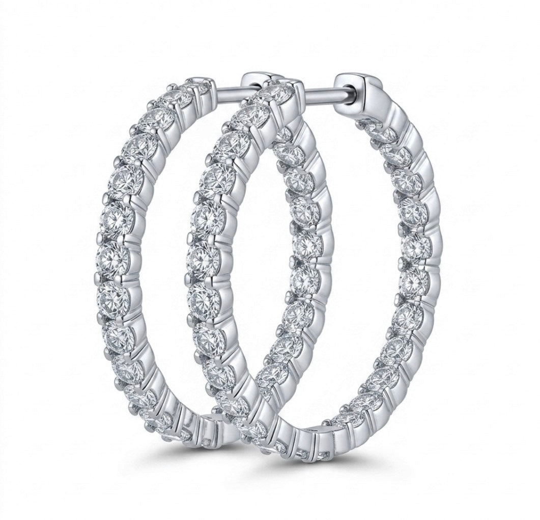 Inside-Out Round Shape 1.63-inch 10ct.Hoop Earrings