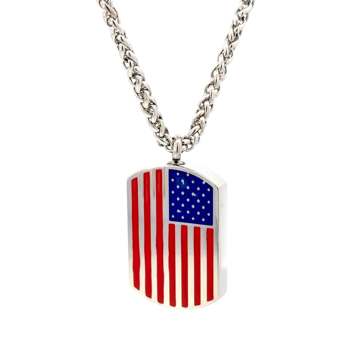 Stainless Steel American Flag Dog Tag Pendant