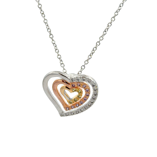 Heart Shaped Tri Pendant Necklace