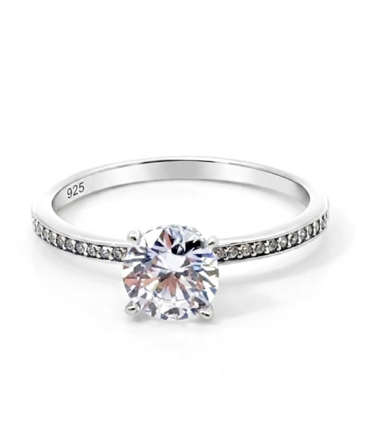 Sterling Silver Classic 4-prong Brilliant Cut Ring