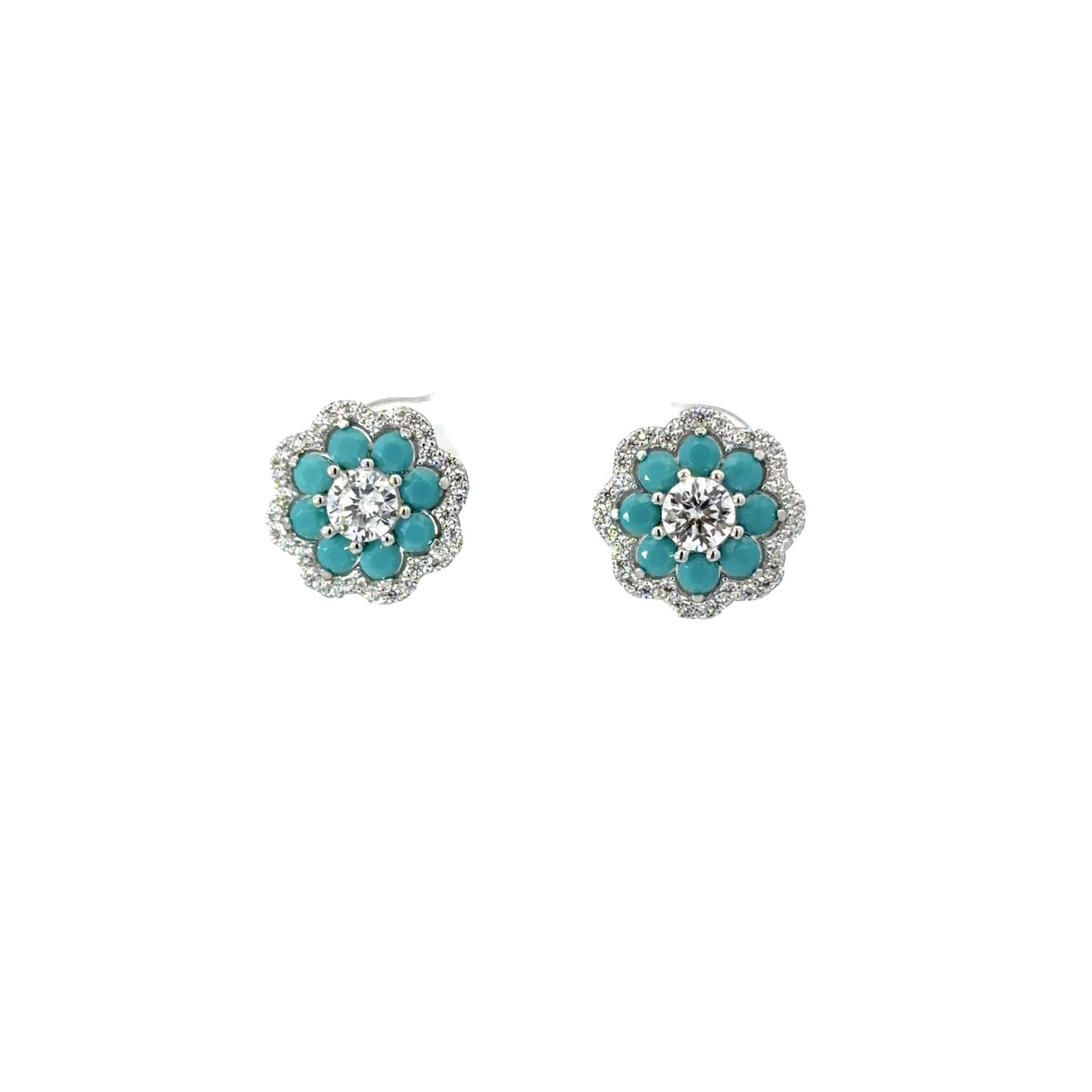 Stud Floral Design Cubic Zirconia Earrings