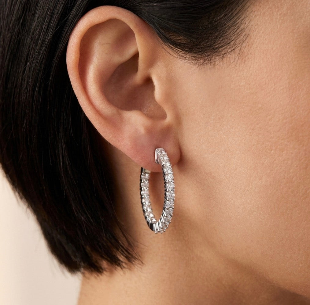 Inside-Out Round Shape 1-inch Hoop Earrings