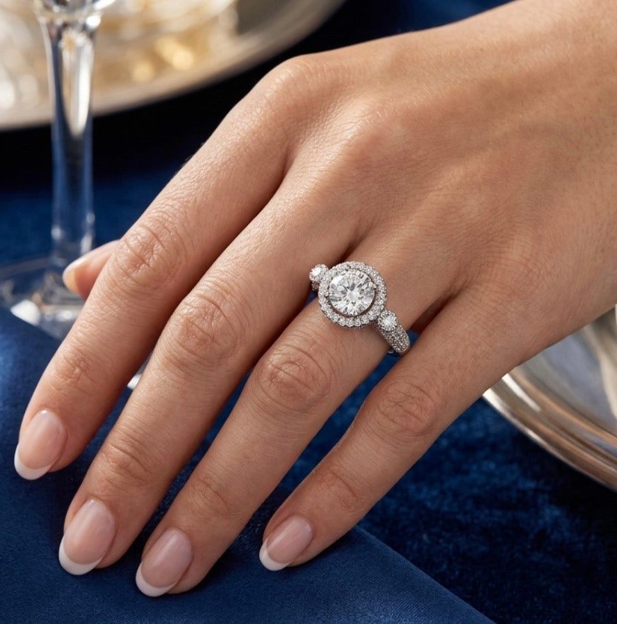 Sterling Silver Brilliant-cut Halo Ring